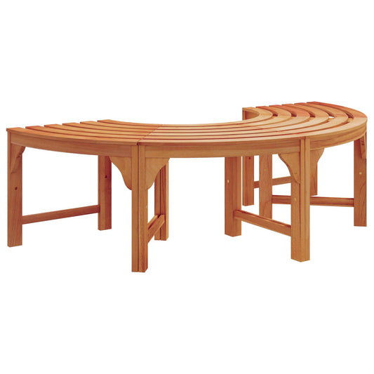 Halbrunde Baumbank Natur 160 x 80 x 45cm Massives Eukalyptus Holz