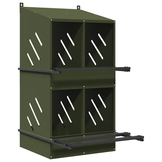 Legenest Hühner 4-fach Hühnernest Metall 54x79x109,5 cm 2 Etagen Schrägdach