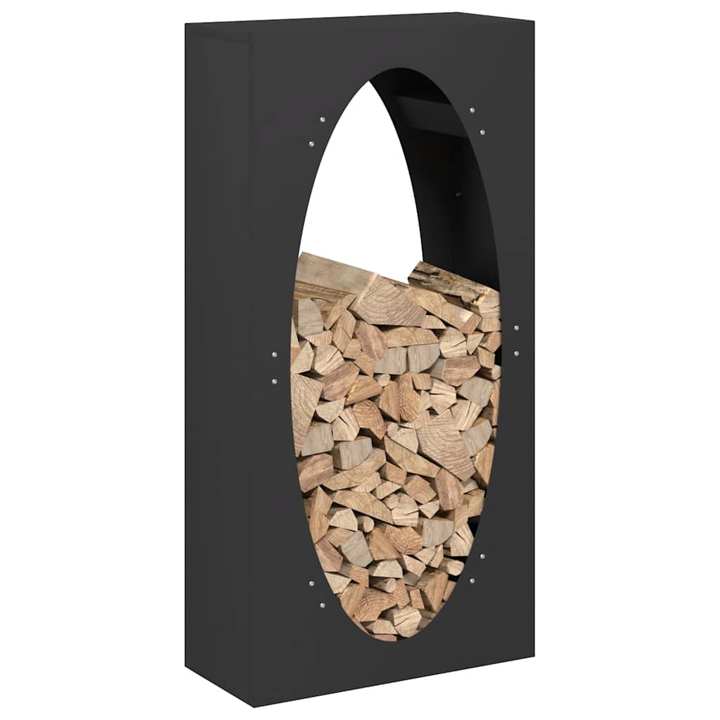 Firewood rack, black, 50x23x100 cm, cold-rolled steel, firewood stand