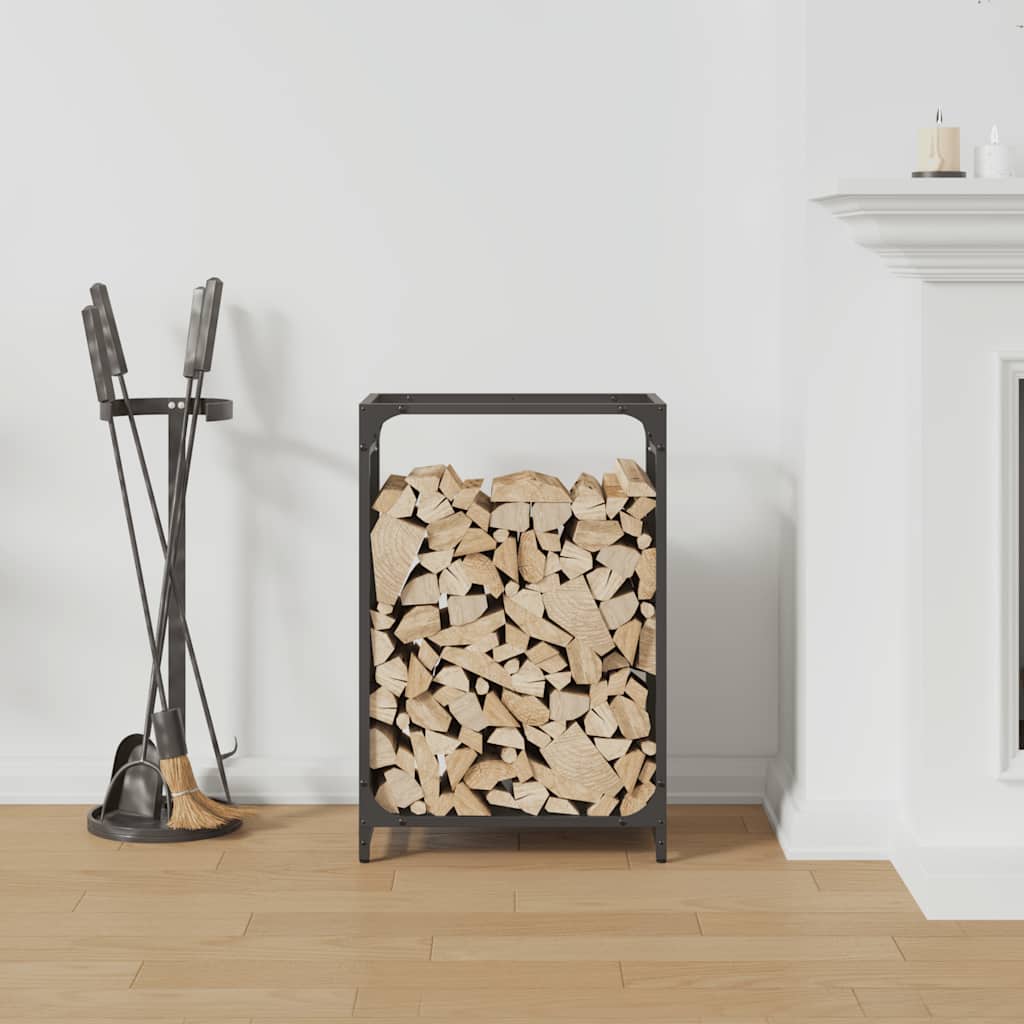 Firewood rack, black, 44x28x65 cm, cold-rolled steel, firewood stand