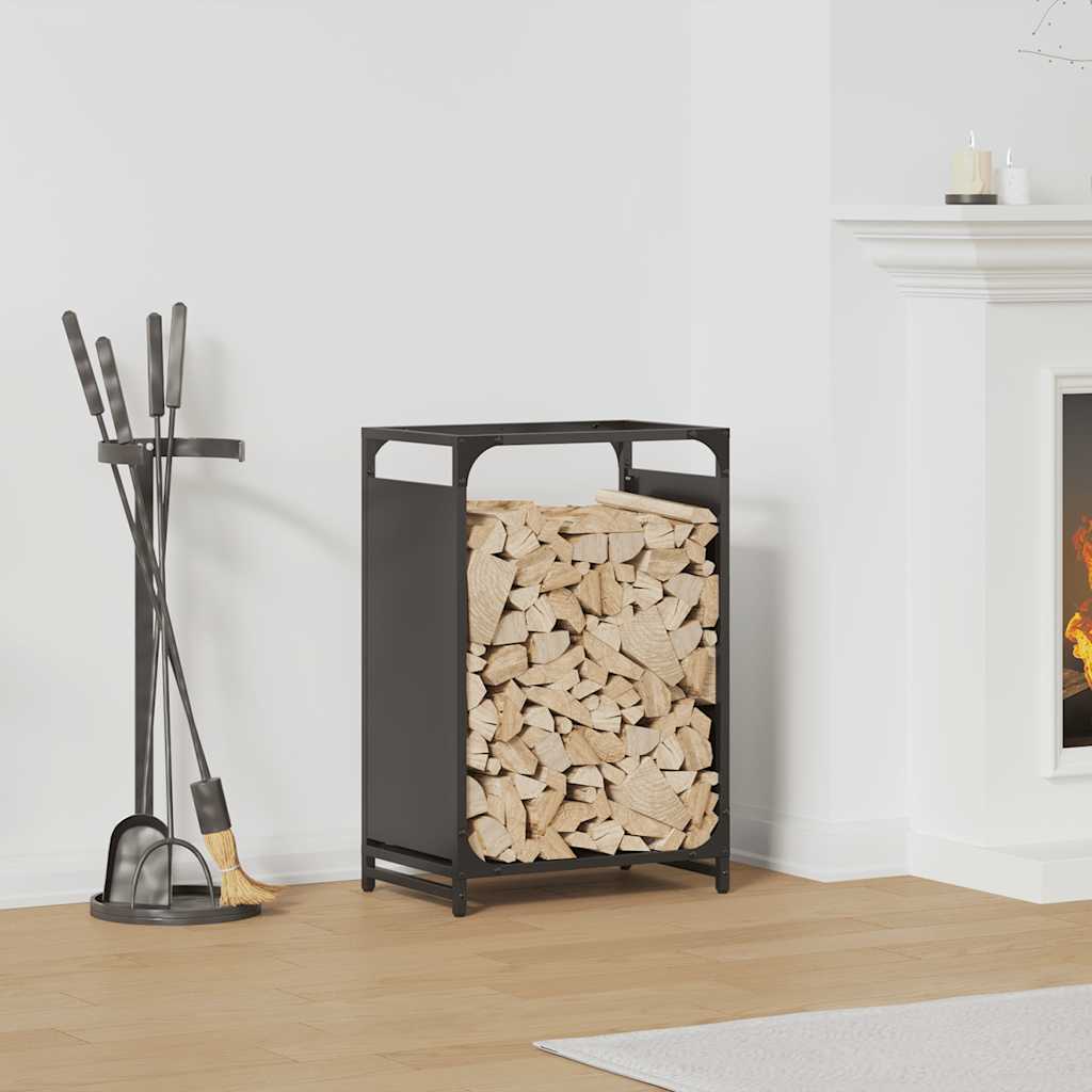 Firewood rack, black, 44x28x65 cm, cold-rolled steel, firewood stand