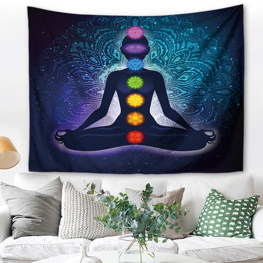 Wandbehang Chakra 200 x 150 cm Zen Meditation Polyester Wandtuch Wandteppich Tapisserie