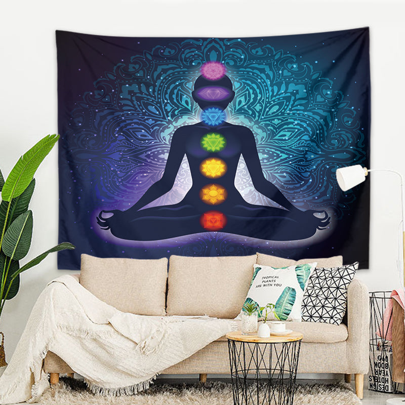 Wandbehang Chakra 200 x 150 cm Zen Meditation Polyester Wandtuch Wandteppich Tapisserie