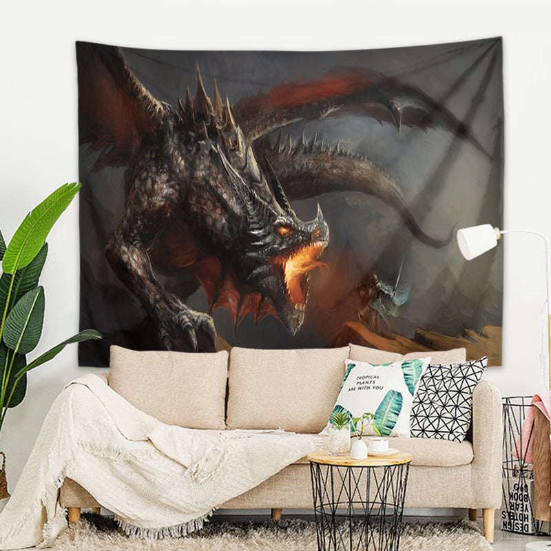 Wandbehang Drache 200 x 150 cm Dragon Polyester Wandtuch Wandteppich Tapisserie