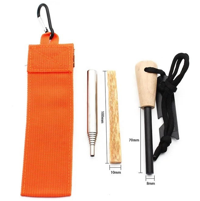 Fire starter set, fire steel 7 cm magnesium, survival, outdoor, bushcraft, camping, 4-piece.