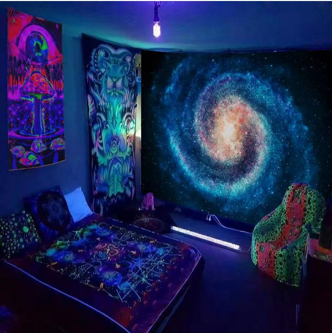 Wall hanging UV Galaxy 200x150 cm Spiral Galaxy UV Fluorescence Wall Cloth Tapestry
