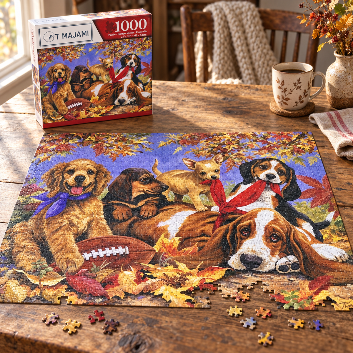 1000-piece Cute Dogs Puzzle, 69x51 cm, Dogs, Puppies, Brain Training Jigsaw Animals