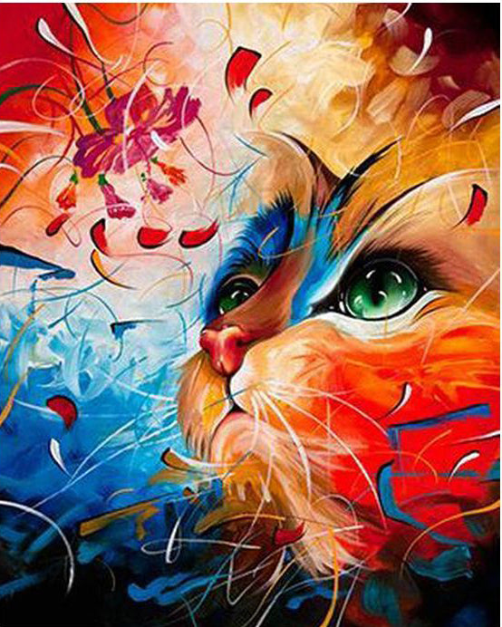 Paint by Numbers Adult Cat 40x50 cm Paint by Numbers without Frame DIY Oil Acrylic Canvas Picture Decoration Cat Fantasy Colorful