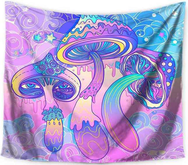 Wall hanging Psychedelic Mushrooms Purple 150x125 cm Polyester Wall Towel Tapestry Hippie Tapestry