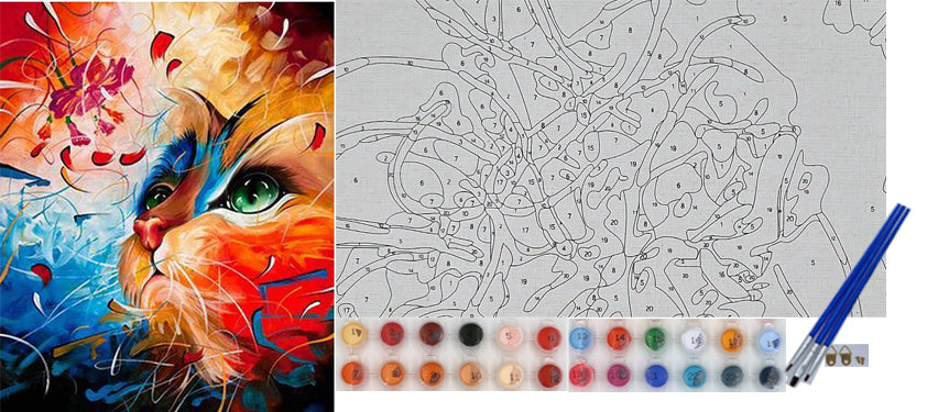 Paint by Numbers Adult Cat 40x50 cm Paint by Numbers without Frame DIY Oil Acrylic Canvas Picture Decoration Cat Fantasy Colorful