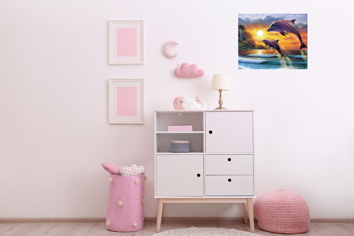 DIY Diamond Painting 5D Diamond Painting Dolphins on the Beach 30x40 cm Painting Wall Decoration Painting Leisure Fun Adults Teenagers