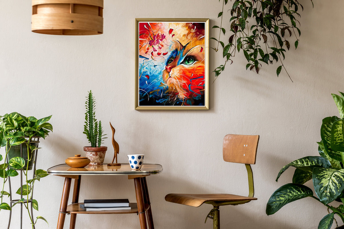 Paint by Numbers Adult Cat 40x50 cm Paint by Numbers without Frame DIY Oil Acrylic Canvas Picture Decoration Cat Fantasy Colorful