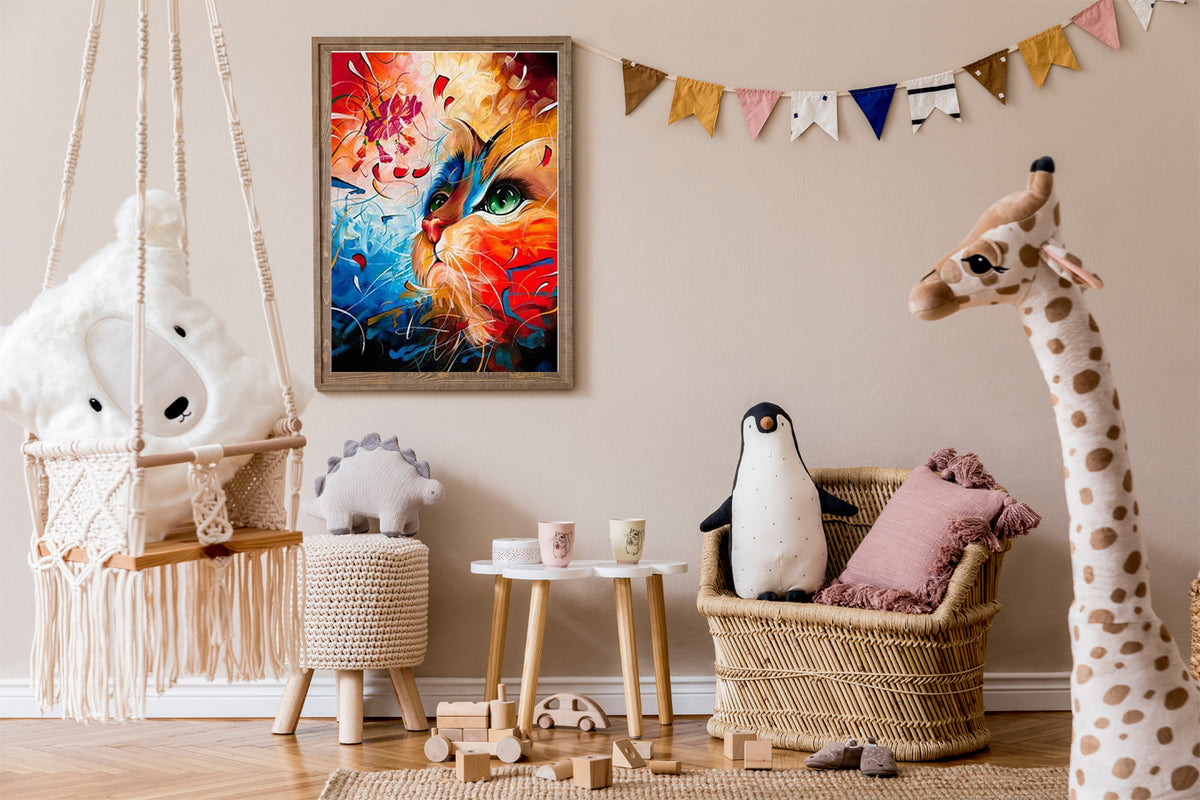 Paint by Numbers Adult Cat 40x50 cm Paint by Numbers without Frame DIY Oil Acrylic Canvas Picture Decoration Cat Fantasy Colorful
