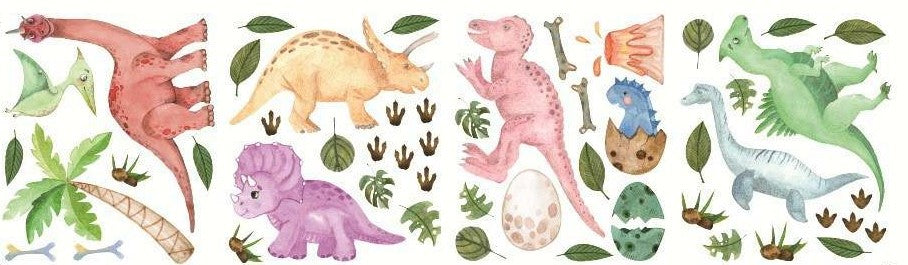 Dinosaurier Wandtattoo 50 Wandsticker Kinderzimmer Aufkleber Fensterbilder Dekoration farbig