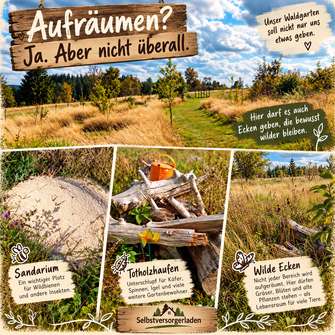 Geschichten aus dem Waldgarten – Aufräumen? Ja. Aber nicht überall.