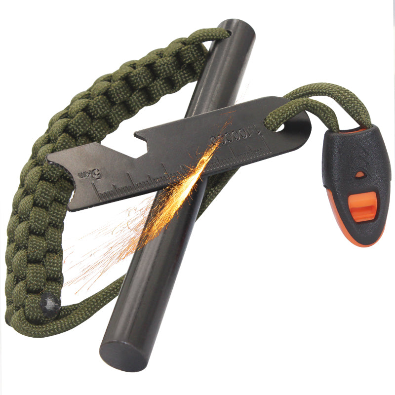 Feuerstahl Notfall Set Firestarter Bushcraft – Schaber Blasrohr Kienspan Tasche oliv