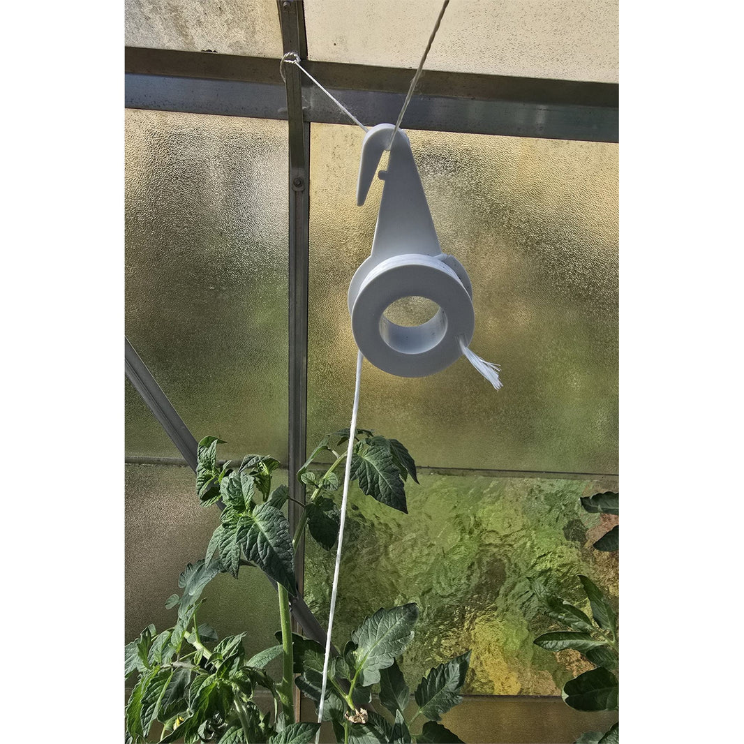 10 x Aufhängerolle Gewächshaus 8 Meter synth. Garn Tomatenrollen Schnurführung Rankhilfe
