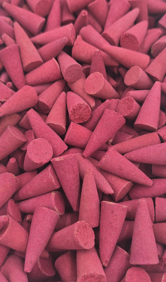 50 x Incense cones with midnight rose scent, aromatic, red incense candle