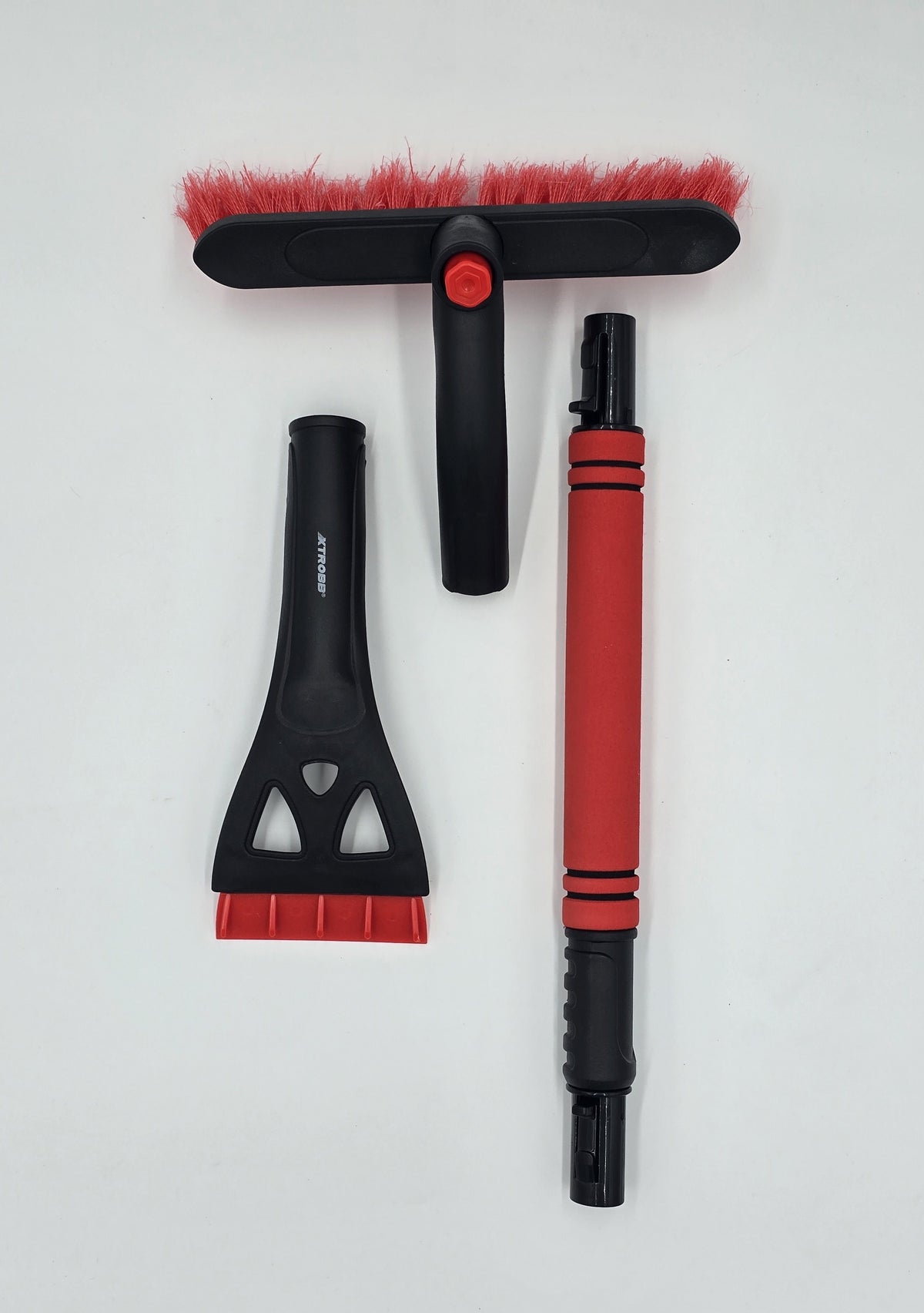 2-in-1 Eiskratzer mit Teleskopstiel – Schneebesen & Schaber, lackschonend 12x80cm