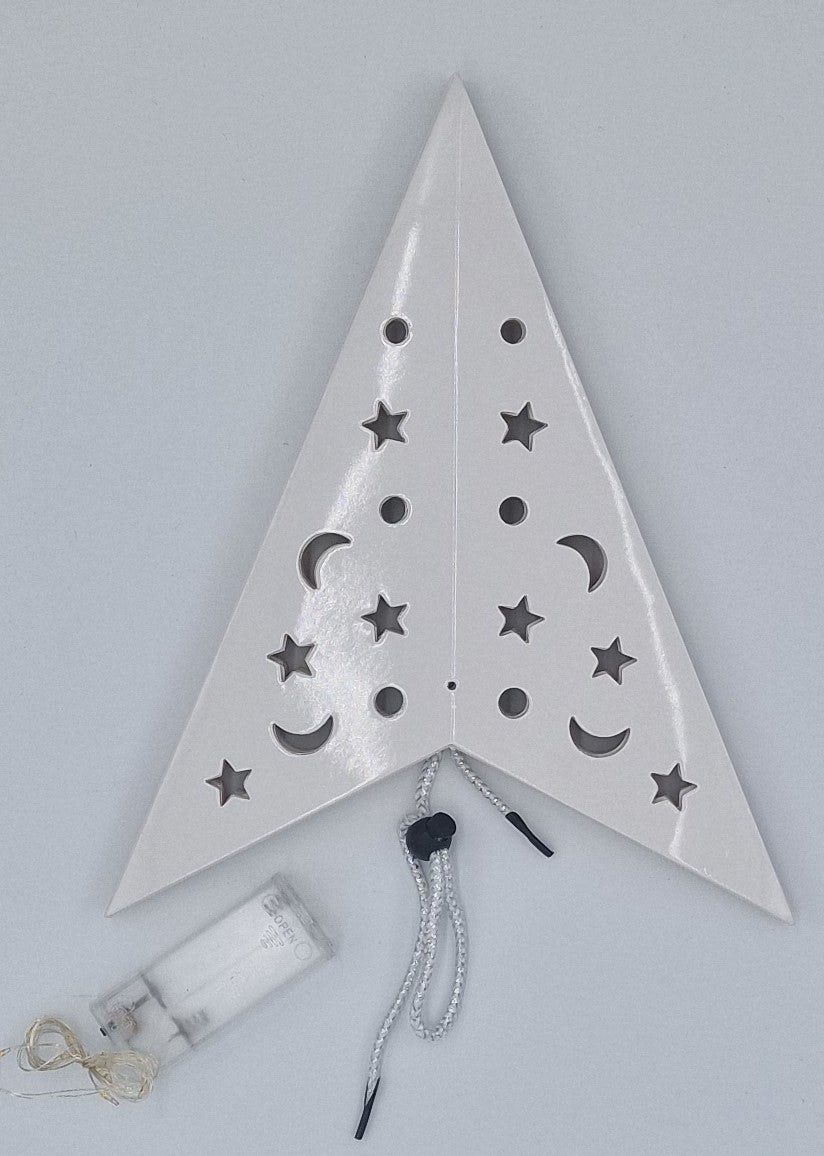 3D Light-Up Christmas Star, LED Paper Star, 60 cm, White, Battery Operated 