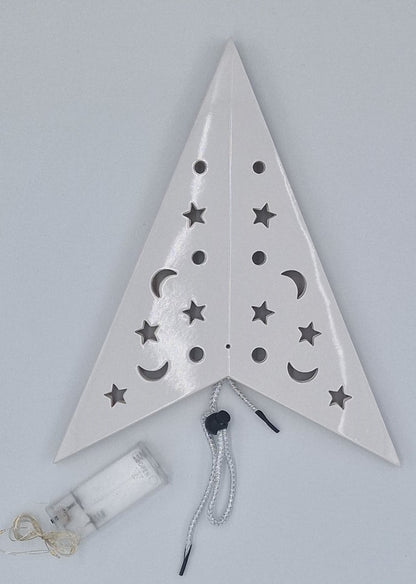 3D Light-Up Christmas Star, LED Paper Star, 60 cm, White, Battery Operated 