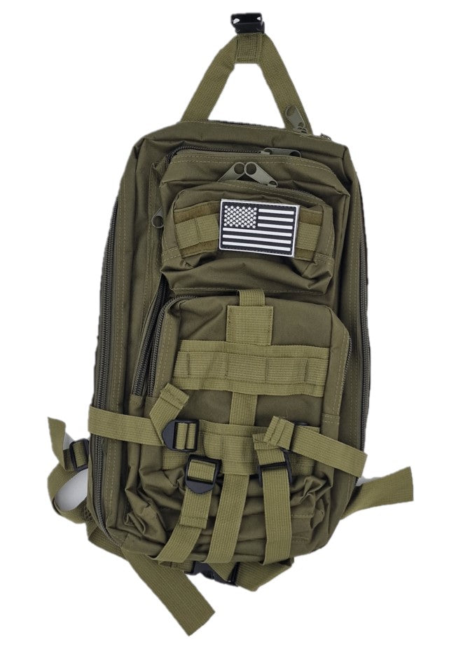 Army-style backpack, 20 liters, camouflage, German Army style, water-repellent, olive green camouflage pattern