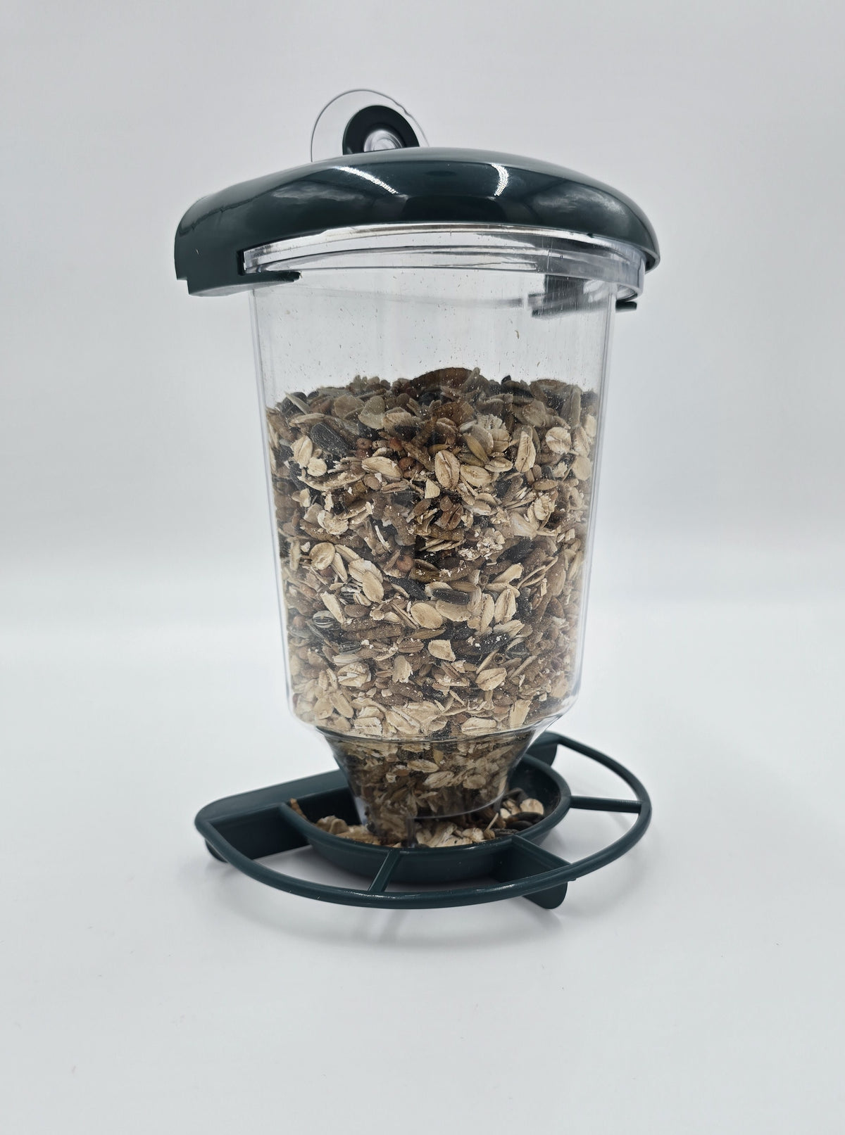 Vogelfutterstation mit Saugnapf für Fenster Dunkelgrün 14x10,5x22,5 cm Futterspender