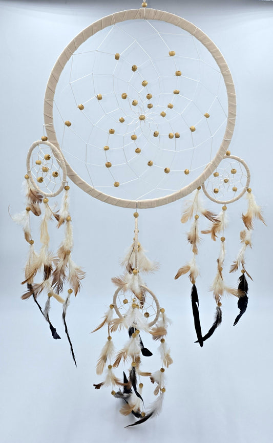 Traumfänger Bali XL 70 x 32 x 0,5 Dreamcatcher dunkelbraun braun beige rund groß