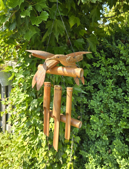 Windspiel Kokosnuss Tier Handarbeit Klangspiel Garten Balkon Deko 100 cm