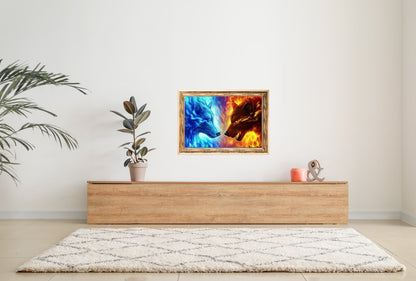 Diamond Painting DIY 5D Diamantmalerei Wolf Flammen 30x40 cm Gemälde Wanddekoration Gemälde Freizeitspaß Erwachsene Jugendliche