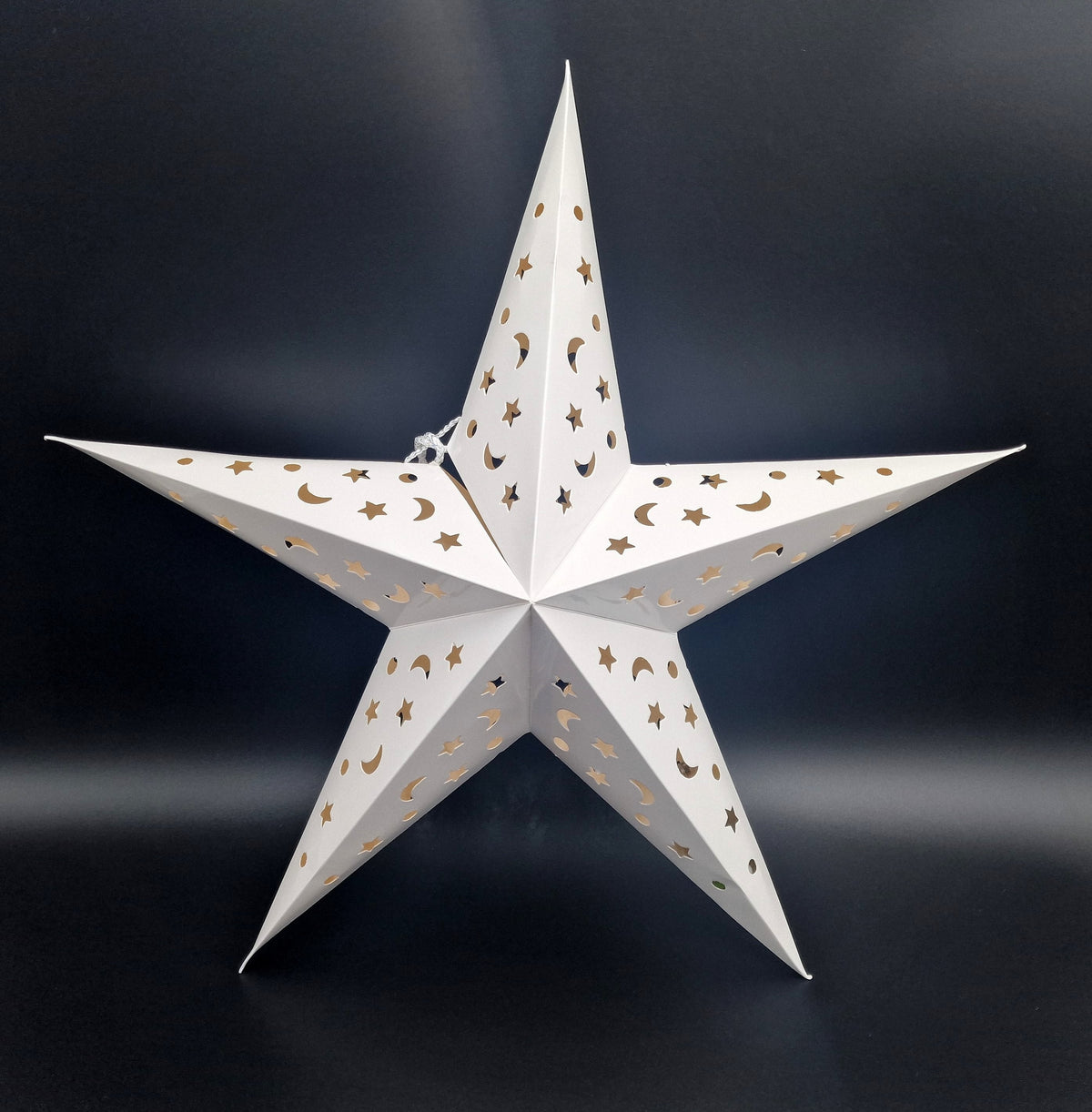 3D Light-Up Christmas Star, LED Paper Star, 60 cm, White, Battery Operated 