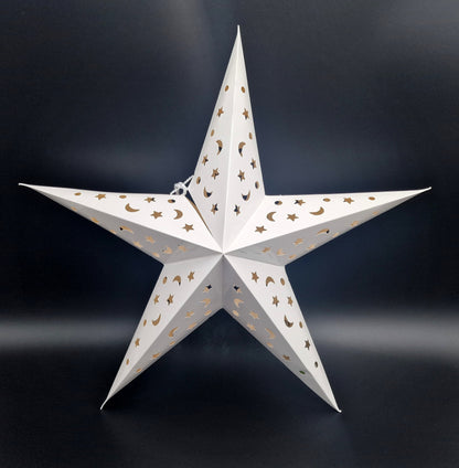 3D Light-Up Christmas Star, LED Paper Star, 60 cm, White, Battery Operated 