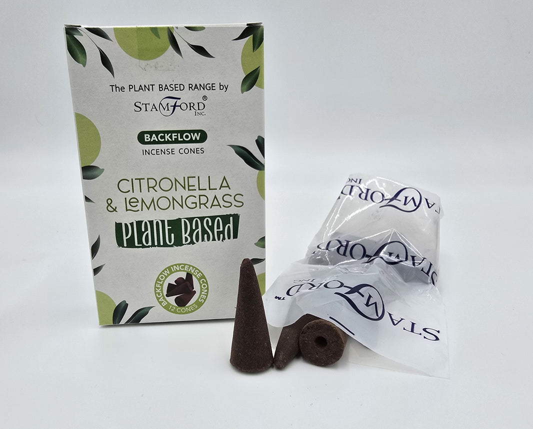 12 x pflanzliche Rückfluss-Räucherkegel Citronella Zitronengras Duft Yoga Meditation