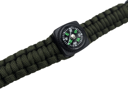 Survival Paracord Armband mit Kompass, Feuerstahl & Notsignalpfeife – 3 m Fallschirmleine