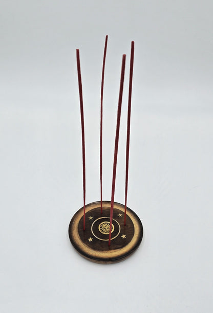 3x Mango Wood Incense Plates 10cm (Cones &amp; Frankincense) Holders for Incense Cones, Wooden Holders