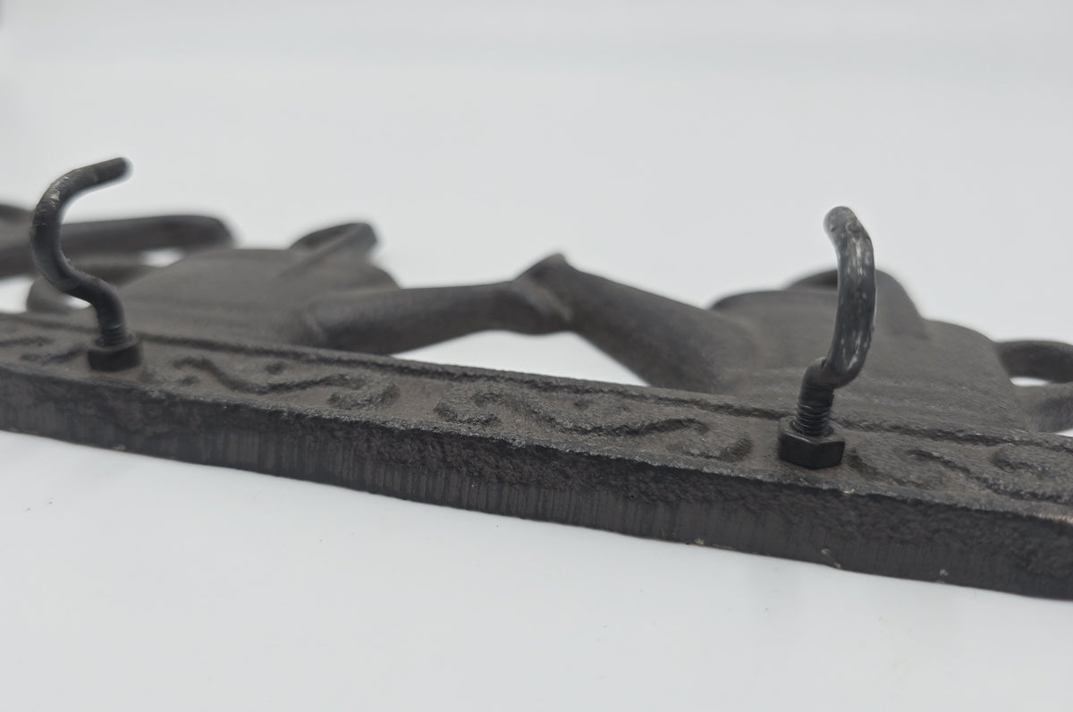 Hakenleiste Gußeisen 28,5x9x3,5cm dunkelbraun 3 Haken Gießkannenmotiv