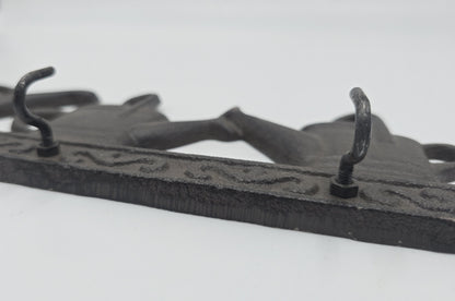 Hakenleiste Gußeisen 28,5x9x3,5cm dunkelbraun 3 Haken Gießkannenmotiv