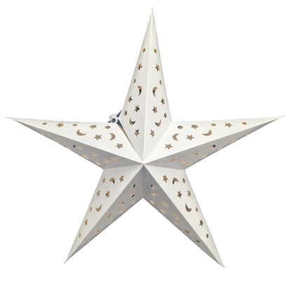 3D Light-Up Christmas Star, LED Paper Star, 60 cm, White, Battery Operated 