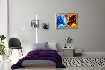 Diamond Painting DIY 5D Diamantmalerei Wolf Flammen 30x40 cm Gemälde Wanddekoration Gemälde Freizeitspaß Erwachsene Jugendliche