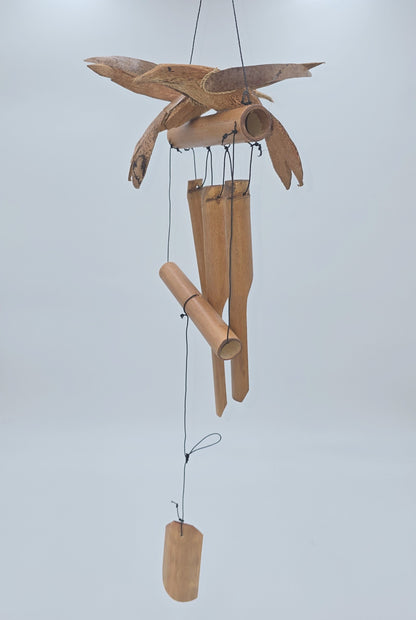 Windspiel Kokosnuss Tier Handarbeit Klangspiel Garten Balkon Deko 100 cm