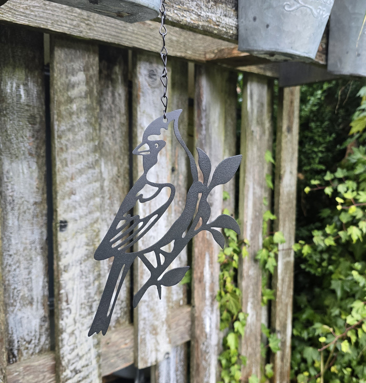 Vogeldeko Metall Schwarz zum Hängen – Gartendeko Vogel 18x15cm mit Haken