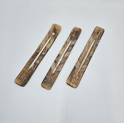 3x Räucherstäbchenhalter Mangoholz 24cm lang Halter Räucherwerk-Holzhalter