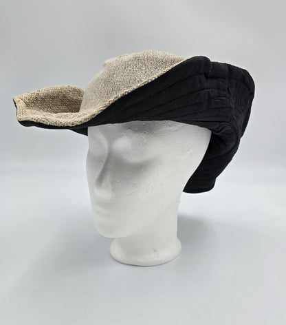 Boho festival hat made of hemp and cotton, patched, light brown, natural, Nepal, unisex