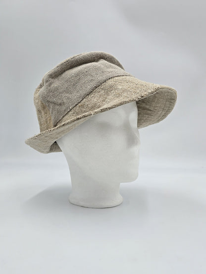 Patchwork Boho Festival Hat Hemp Cotton Light Brown Natural Nepal Unisex