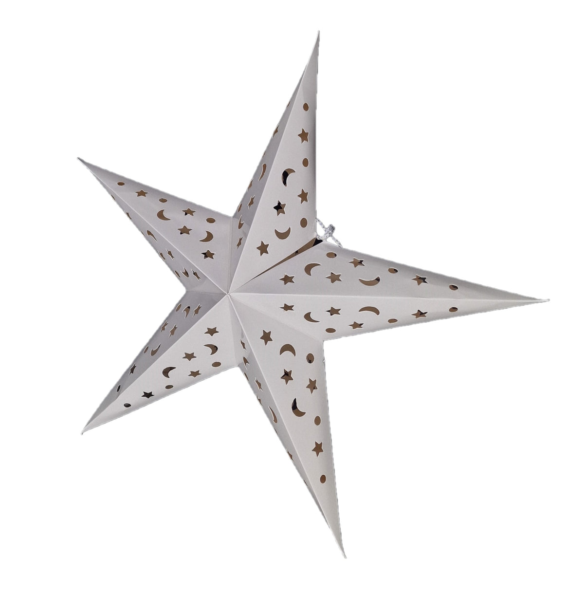3D Light-Up Christmas Star, LED Paper Star, 60 cm, White, Battery Operated 
