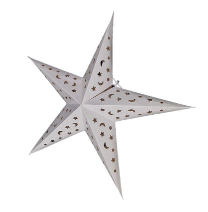 3D Light-Up Christmas Star, LED Paper Star, 60 cm, White, Battery Operated 
