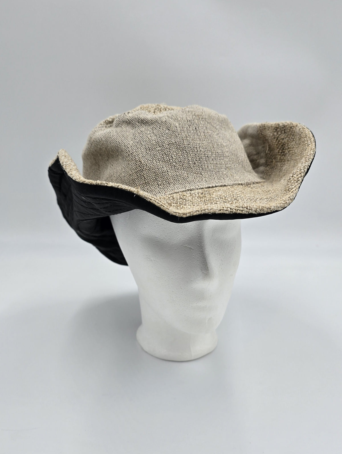 Boho festival hat made of hemp and cotton, patched, light brown, natural, Nepal, unisex