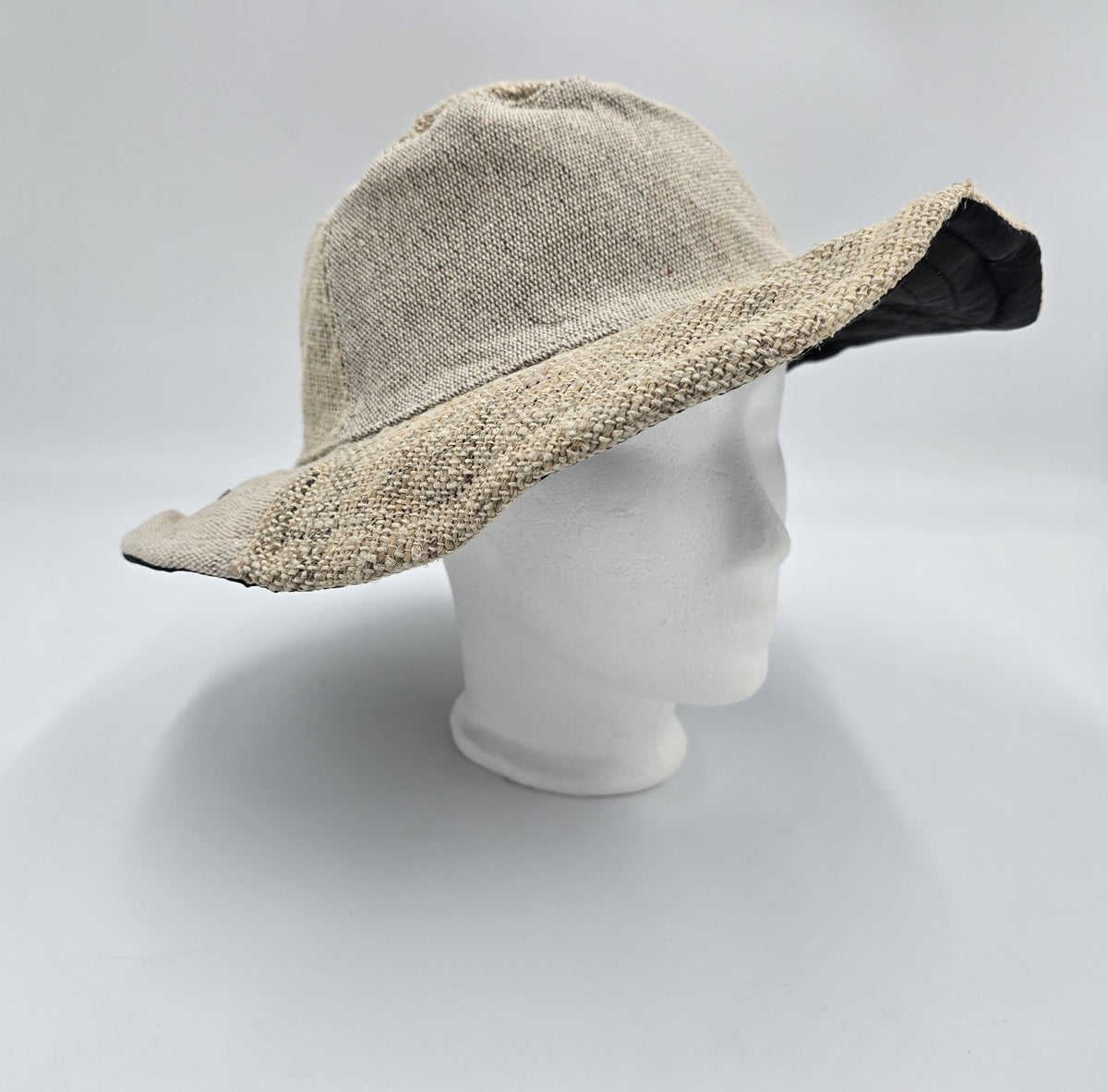 Boho festival hat made of hemp and cotton, patched, light brown, natural, Nepal, unisex