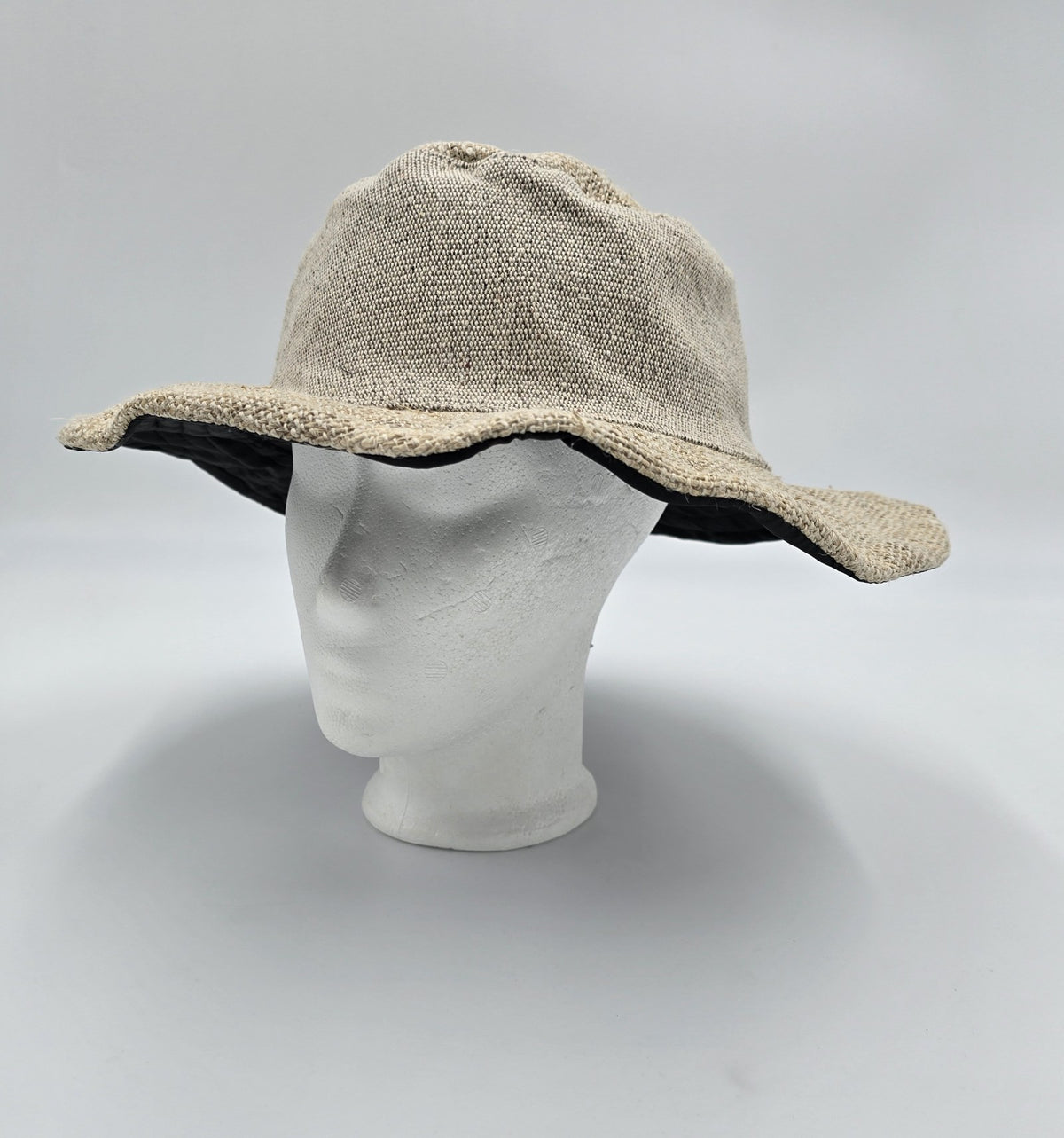 Boho festival hat made of hemp and cotton, patched, light brown, natural, Nepal, unisex