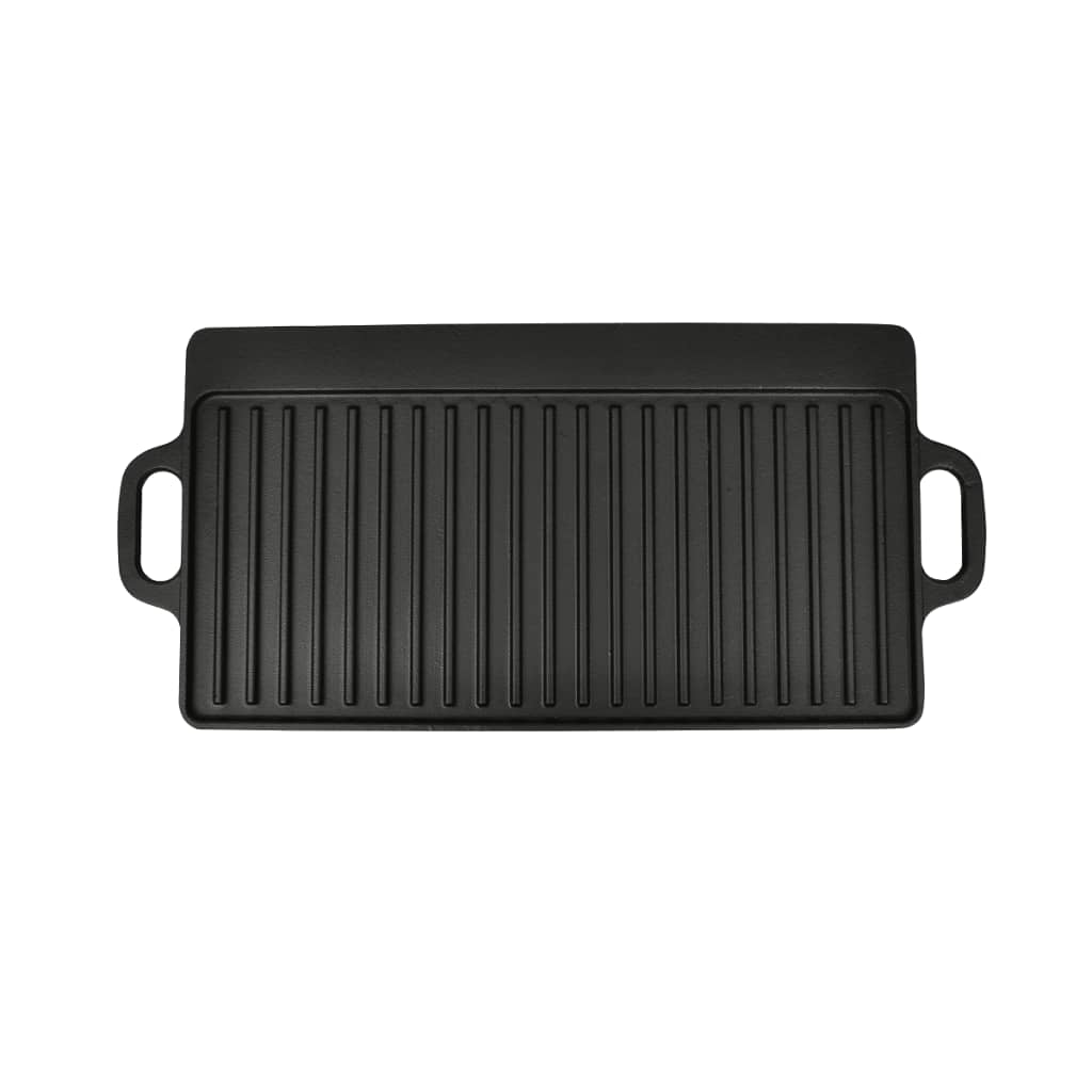 Grillplatte Wendeplatte Gusseisen 50 x 23 cm Antihaftbeschichtet Langlebig
